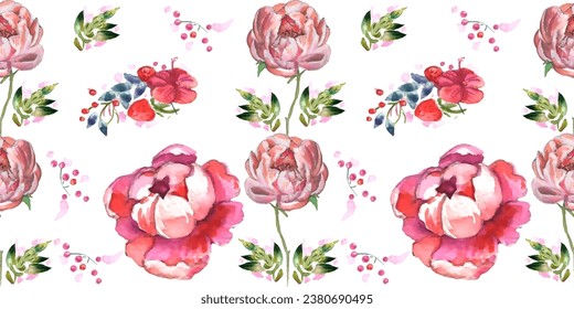 Seamless pattern. Pattern exotic flower. Vector illustration in a watercolor style. Use printed materials, signs, objects, websites, maps.
