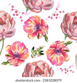 Seamless pattern. Pattern exotic flower. Vector illustration in a watercolor style. Use printed materials, signs, objects, websites, maps.
