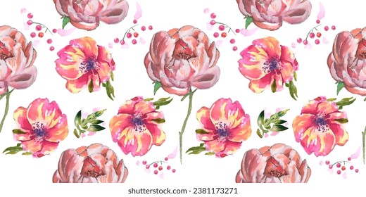 Seamless pattern. Pattern exotic flower. Vector illustration in a watercolor style. Use printed materials, signs, objects, websites, maps.
