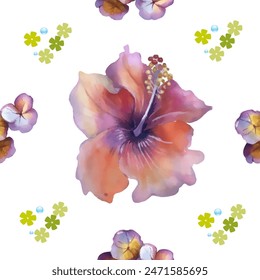 Seamless Pattern exotic flower. Vector illustration. Use printed materials, signs, objects, websites, maps