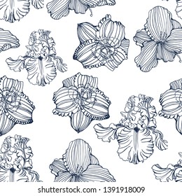 seamless pattern, exotic flowers ,hand drawing vector