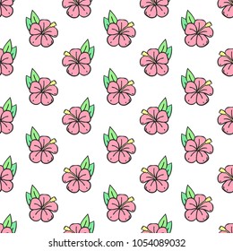 Seamless pattern of exotic flowers - vector illustration. Hand drawn  illustration