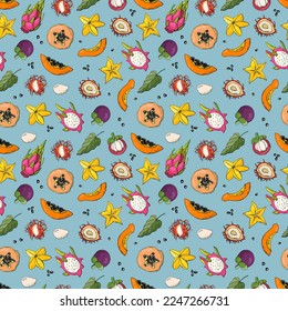 Seamless pattern with exotic fruits. Design for fabric, textile, wallpaper, packaging.	
