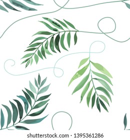 Seamless pattern of exotic leaves