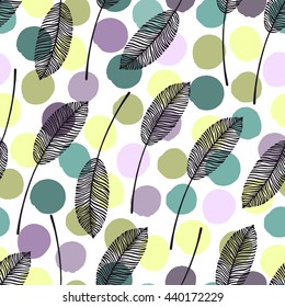 Seamless pattern with exotic leaves