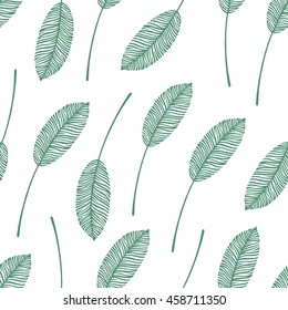 Seamless pattern with exotic leaves. 