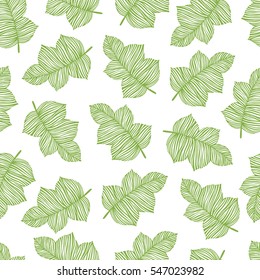 Seamless pattern with exotic leaves.