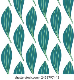 Seamless pattern with exotic leaves in flat design. Pattern with tropical leaves for fabric and wallpaper. Vector illustration.
