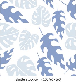 Seamless pattern with exotic palm leaves