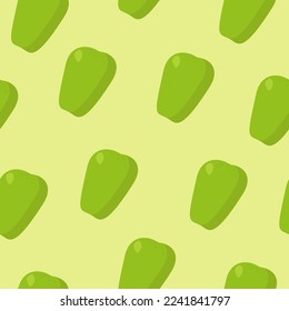 Seamless pattern with exotic papaya fruit on a yellow background in vector