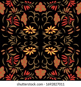 seamless pattern exotic shapes with flowers and leaves plants