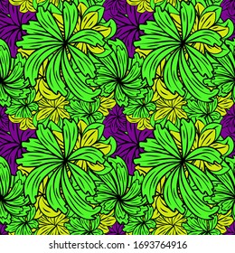 seamless pattern exotic shapes with flowers and leaves plants