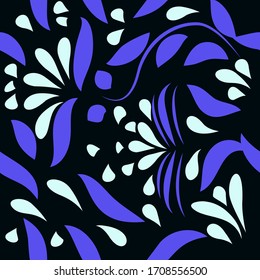 seamless pattern exotic shapes with flowers and leaves plants