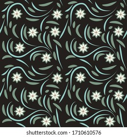 seamless pattern exotic shapes with flowers and leaves plants