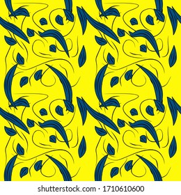 seamless pattern exotic shapes with flowers and leaves plants