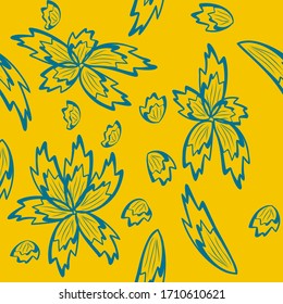 seamless pattern exotic shapes with flowers and leaves plants