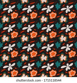 seamless pattern exotic shapes with flowers and leaves plants