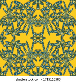 seamless pattern exotic shapes with flowers and leaves plants