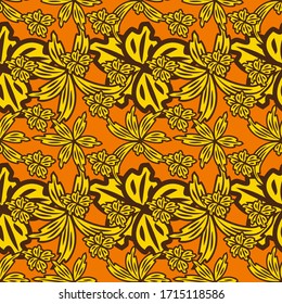 seamless pattern exotic shapes with flowers and leaves plants