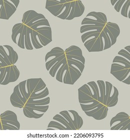 Seamless pattern with exotic tropical leaves. Vector jungle background.