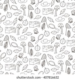 Seamless pattern with exploring elements. Vector illustration