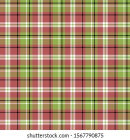 Seamless pattern in exquisite christmas red, green, white and black colors for plaid, fabric, textile, clothes, tablecloth and other things. Vector image. 
