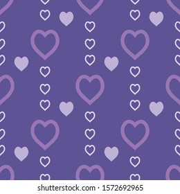 Seamless pattern with exquisite light violet hearts on dark violet background for plaid, fabric, textile, clothes, tablecloth and other things. Vector image. 