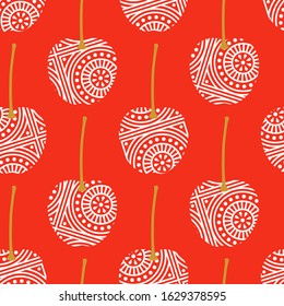Seamless pattern of exquisite red cherries with luxury ornament