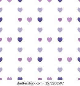 Seamless pattern with exquisite violet hearts on white background for plaid, fabric, textile, clothes, and other things. Vector image. 