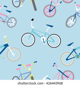 Seamless pattern with extreme bikes in 80s style 3