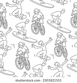 seamless pattern with extreme sports . Design for backgrounds, textile, fabric, print, wallpaper, wrapping