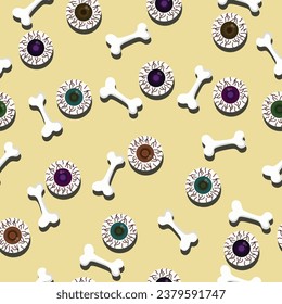 seamless pattern of eyeballs and bones
