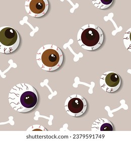 seamless pattern of eyeballs and bones
