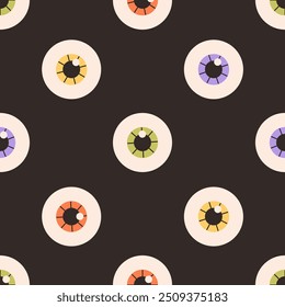 Seamless pattern with eyeballs. Halloween pattern. Texture for banners, wallpapers, textiles, wrapping paper. Vector illustration in flat style