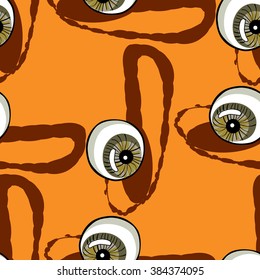 Seamless pattern with eyeballs.Vector A4 template.