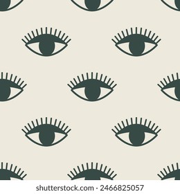 Seamless pattern with eyes. Bohemian minimalist vector flat background