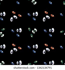 seamless pattern with Eyes in the dark. Halloween horror eyes