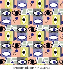Seamless pattern with eyes. Graphic abstract, art pattern.