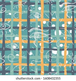 Seamless Pattern with Eyes. Hand Drawn, whimsical style. Third Eye Seamless pattern. Seamless Pattern. Psychedelic eyes. 
