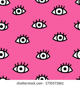 Nahtloses Muster mit Augen. Handgezeichnete Abbildung. Hintergrund. Trendy Textur für Druck, Textilien, Verpackung, Tapete.