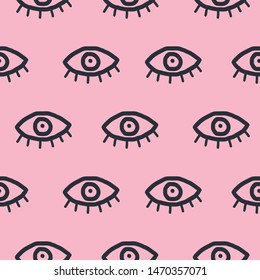 Seamless pattern eyes in hipster style. Vector youth texture background for print.