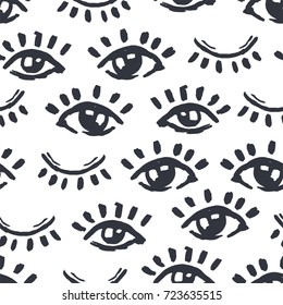 Seamless pattern of eyes. Image for a poster or cover. Repeating texture. Figure for textiles.
