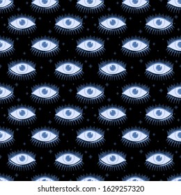 Seamless pattern eyes magic emblem.Mystic vintage style.Vector illustration.