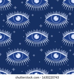 Seamless pattern eyes magic emblem.Mystic vintage style.Vector illustration.