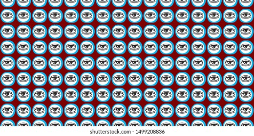 Seamless pattern with eyes magical pattern. Mystical icon hand drawn print. Cartoon style, sign esoteric, inspiration eye. Vector illustration