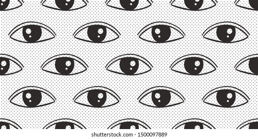 Seamless pattern with eyes magical pattern. Mystical icon hand drawn print. Cartoon style, sign esoteric, inspiration eye. Vector illustration
