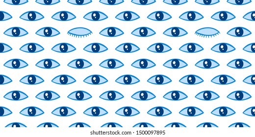 Seamless pattern with eyes magical pattern. Mystical icon hand drawn print. Cartoon style, sign esoteric, inspiration eye. Vector illustration