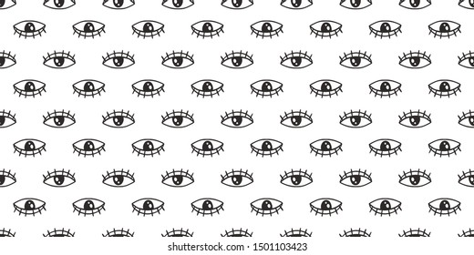 Seamless pattern with eyes magical pattern. Mystical icon hand drawn print. Cartoon style, sign esoteric, inspiration eye. Vector illustration