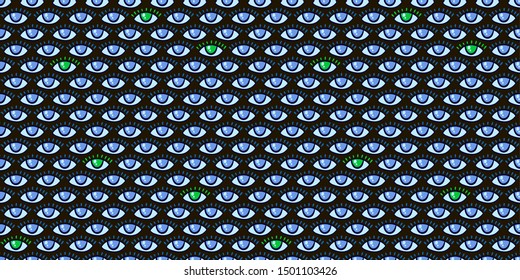 Seamless pattern with eyes magical pattern. Mystical icon hand drawn print. Cartoon style, sign esoteric, inspiration eye. Vector illustration