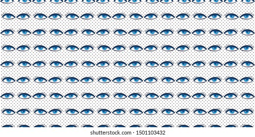 Seamless pattern with eyes magical pattern. Mystical icon hand drawn print. Cartoon style, sign esoteric, inspiration eye. Vector illustration